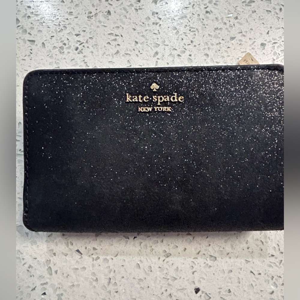 Kate Spade Medium Wallet. Black Sparkle